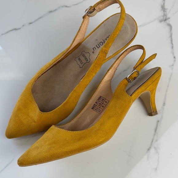 Greatonu Shoes - Yellow kitten heels